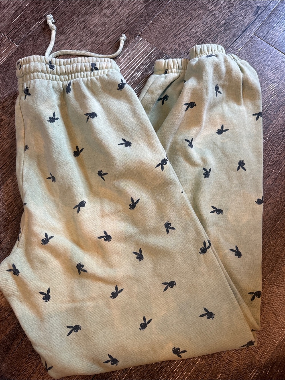 Green tye dye Jogger Pants with Black Bunny Print